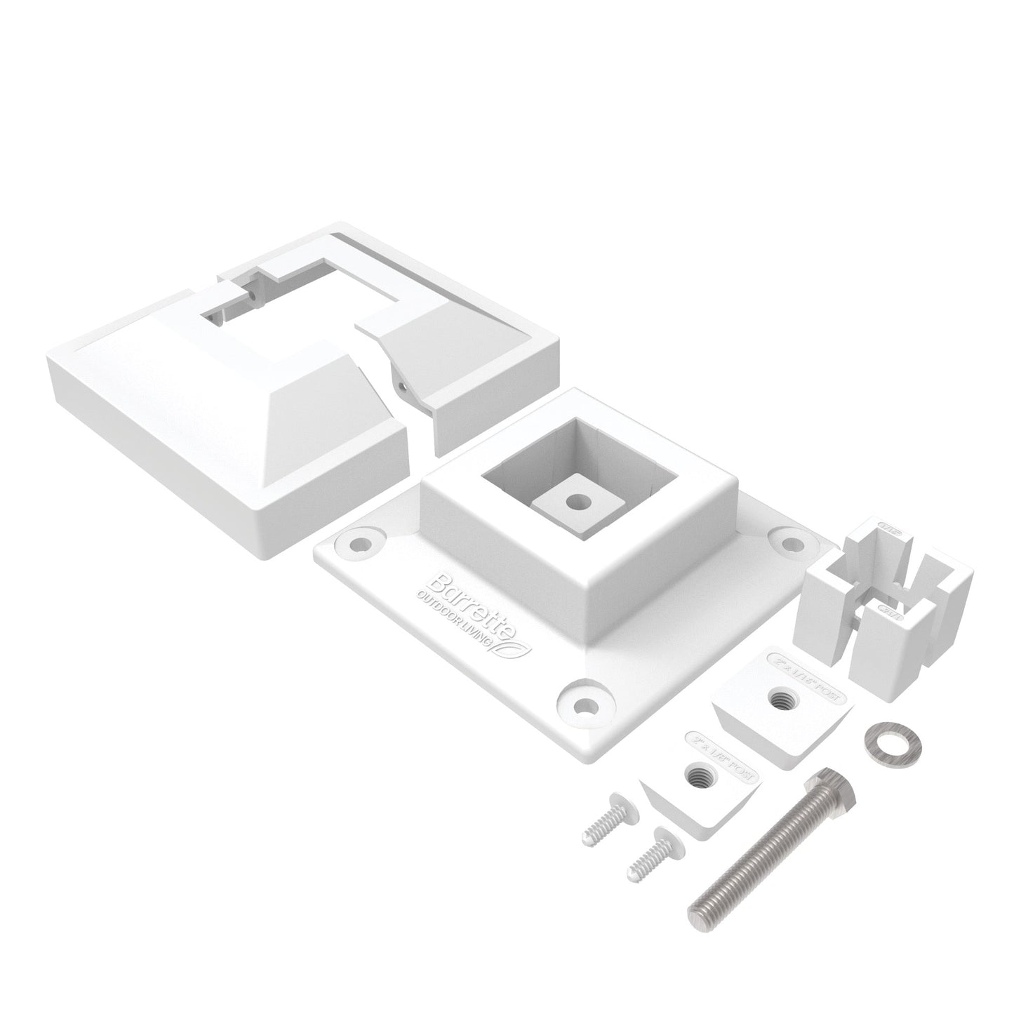 Surface Mount & Cover G2 - 2"-Accessories-BOL Hardware-White-12-FenceCenter