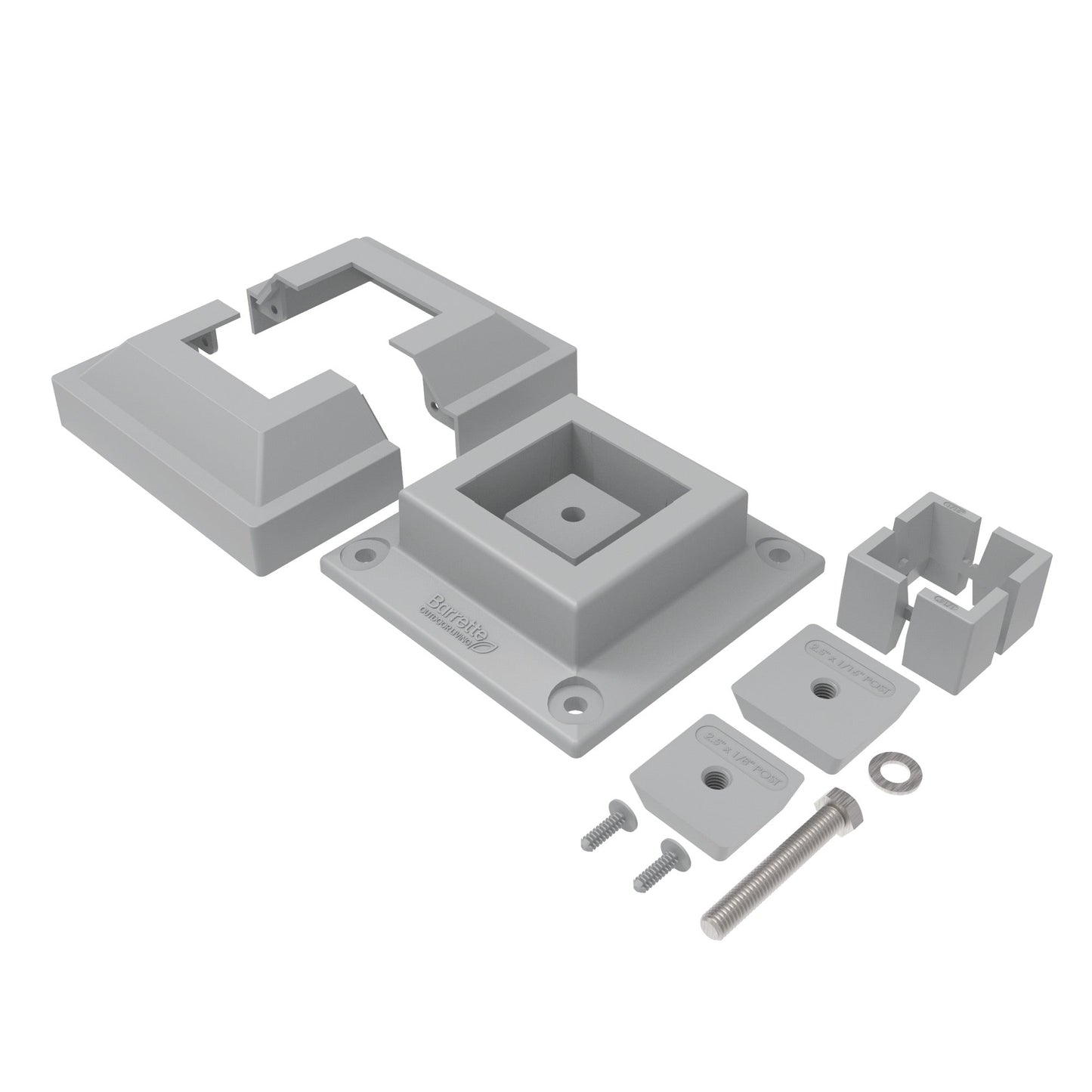 Surface Mount & Cover G2 - 2.5"-Accessories-BOL Hardware-Gray-12-FenceCenter