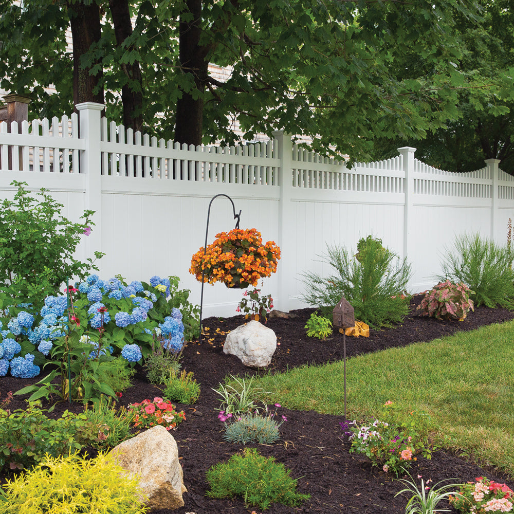 Aspen Haven fencing with flowers and landscaping